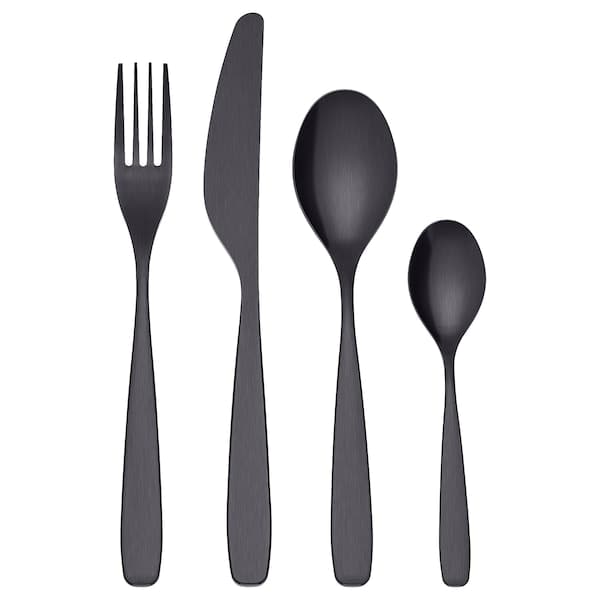 TILLAGD - 24-piece cutlery set, black