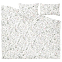 TIMJANSMOTT - Duvet cover and 2 pillowcases, white/floral pattern, 240x220/50x80 cm - best price from Maltashopper.com 40522597