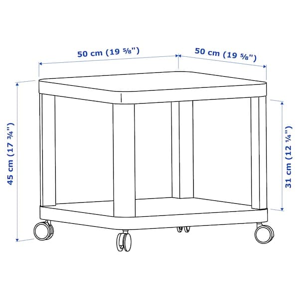 Ikea TINGBY - Side table on castors, white, 50x50 cm