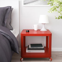 TINGBY - Side table on castors, red, 50x50 cm - best price from Maltashopper.com 80457439