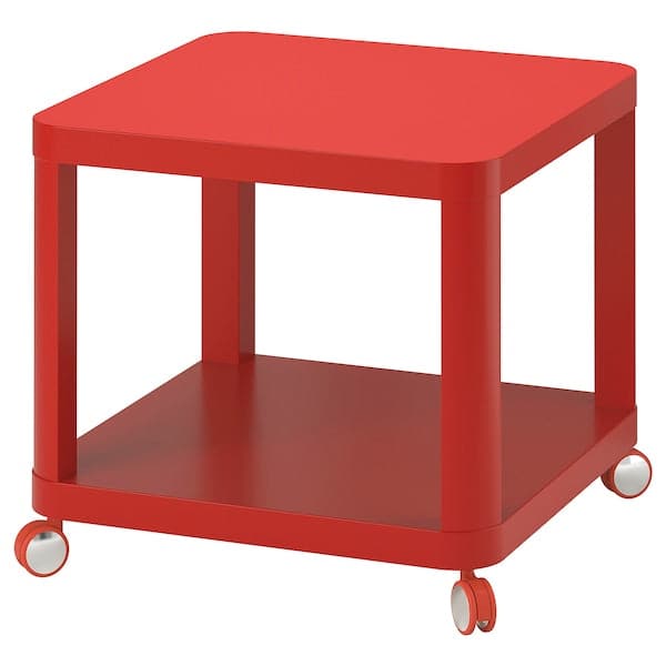 TINGBY - Side table on castors, red, 50x50 cm - best price from Maltashopper.com 80457439