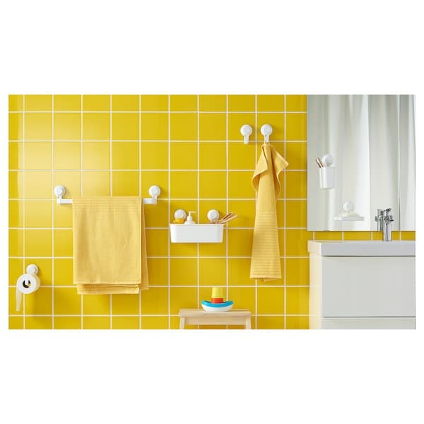 TISKEN - Basket with suction cup, white - best price from Maltashopper.com 40381253