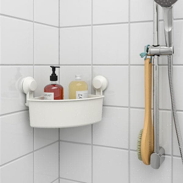 TISKEN - Corner shelf unit with suction cup, white - best price from Maltashopper.com 20400304