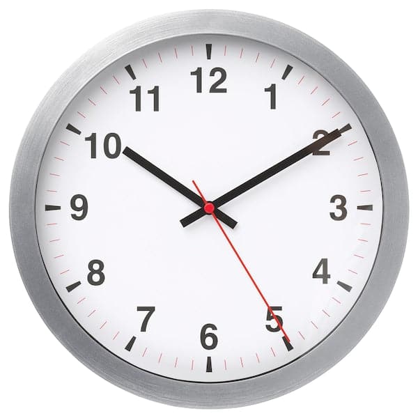 TJALLA - Wall clock, low-voltage/silver-colour, 28 cm - best price from Maltashopper.com 80540882