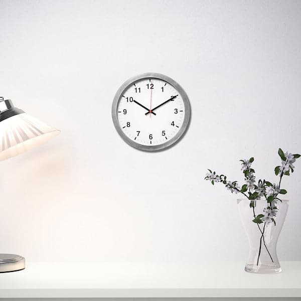 TJALLA - Wall clock, low-voltage/silver-colour, 28 cm - best price from Maltashopper.com 80540882
