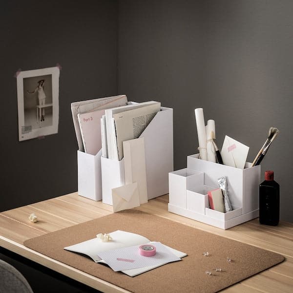 Ikea TJENA - Desk organiser, white, 18x17 cm