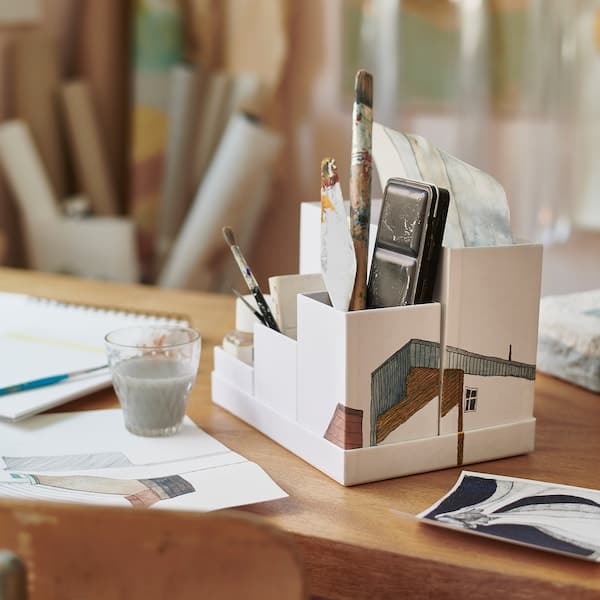 Ikea TJENA - Desk organiser, white, 18x17 cm