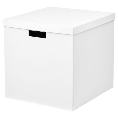 TJENA - Storage box with lid, white, 32x35x32 cm