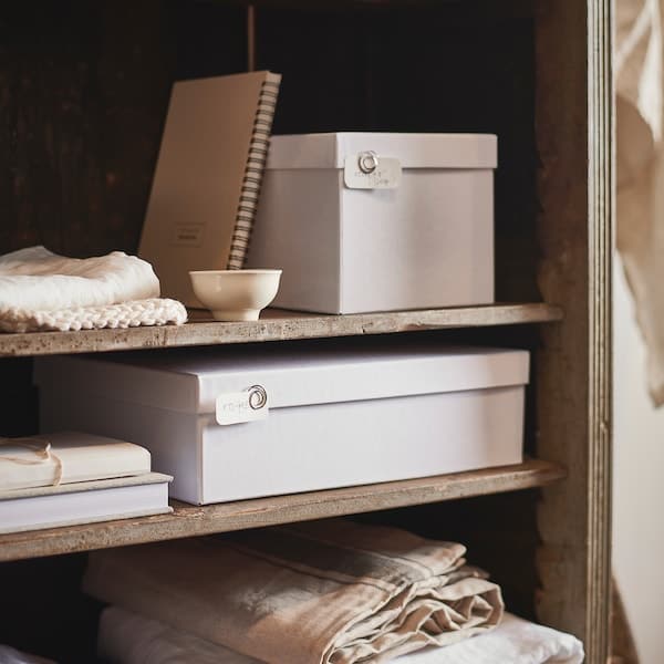 Ikea TJENA - Storage box with lid, white, 18x25x15 cm