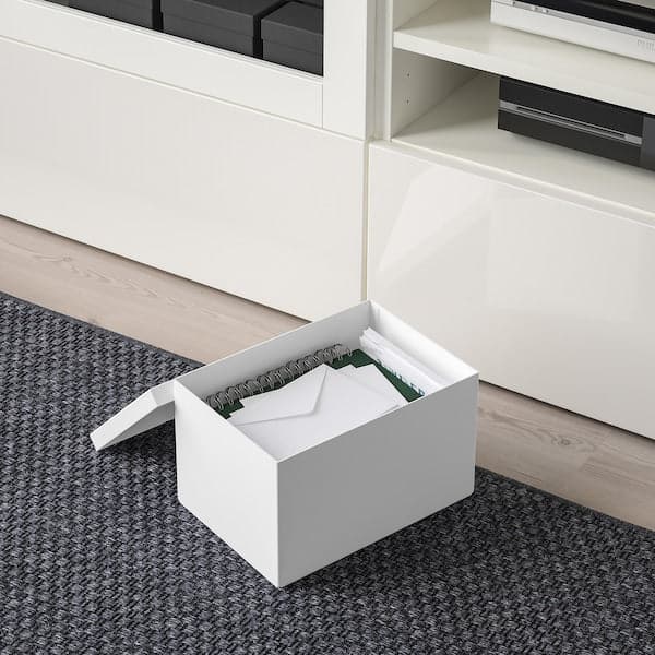 Ikea TJENA - Storage box with lid, white, 18x25x15 cm