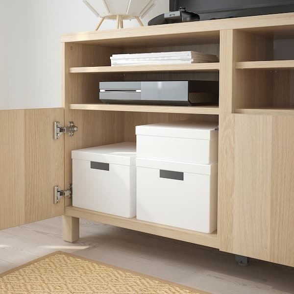 TJENA - Storage box with lid, white, 25x35x10 cm - best price from Maltashopper.com 90395422