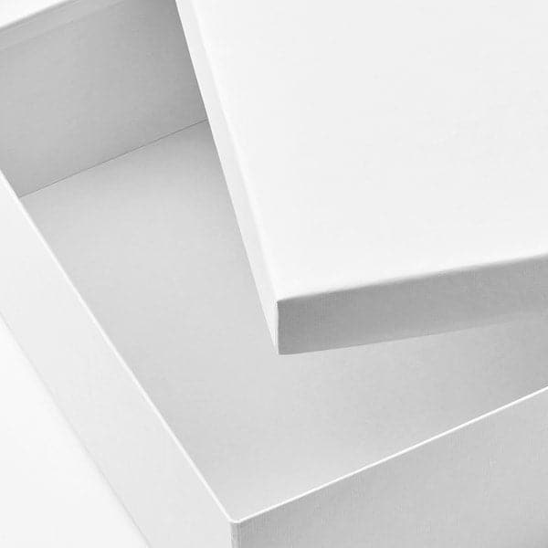 TJENA - Storage box with lid, white, 25x35x10 cm - best price from Maltashopper.com 90395422