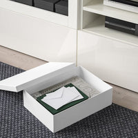 TJENA - Storage box with lid, white, 25x35x10 cm - best price from Maltashopper.com 90395422