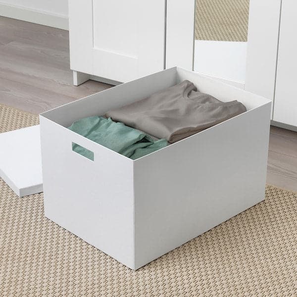TJENA - Storage box with lid, white, 35x50x30 cm - Premium Household Storage Containers from Ikea - Just €16.99! Shop now at Maltashopper.com
