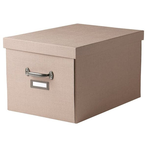TJOG - Storage box with lid, dark beige, 35x56x30 cm