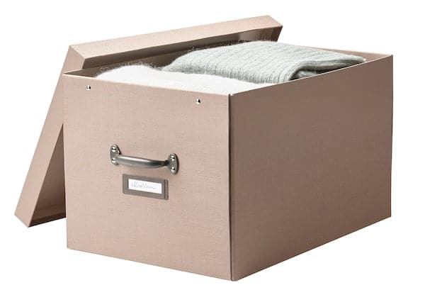 TJOG - Storage box with lid, dark beige, 35x56x30 cm - best price from Maltashopper.com 80474617