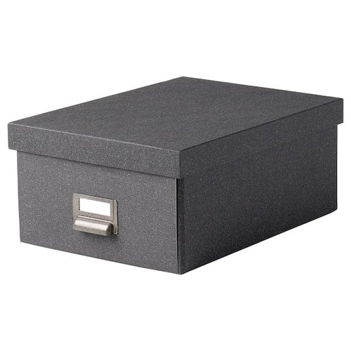 TJOG - Storage box with lid, dark grey, 25x36x15 cm