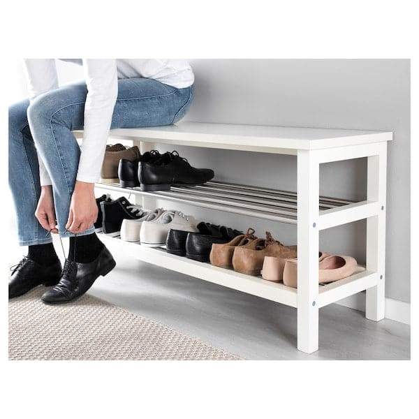 TJUSIG - Bench with shoe compartment, white, 108x34x50 cm - best price from Maltashopper.com 90178758