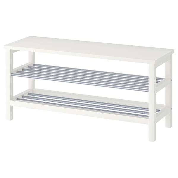 TJUSIG - Bench with shoe compartment, white, 108x34x50 cm