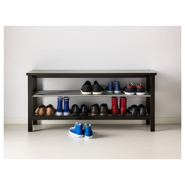 TJUSIG - Bench with shoe compartment, black, 108x34x50 cm - best price from Maltashopper.com 10178757