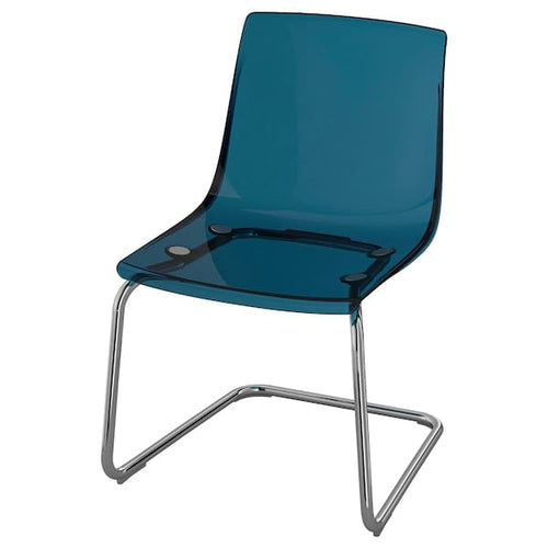 TOBIAS - Chair, blue/chrome-plated ,