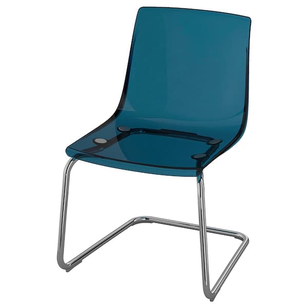 TOBIAS - Chair, blue/chrome-plated ,