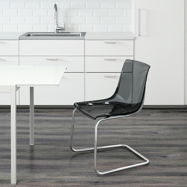 Ikea TOBIAS - Chair, grey/chrome-plated
