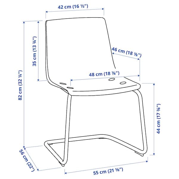 Ikea TOBIAS - Chair, grey/chrome-plated