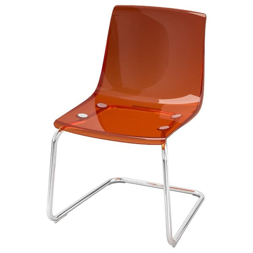TOBIAS - Chair, brown-red/chrome-plated