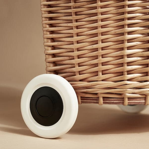 Ikea TOLKNING - Laundry basket with wheels, handmade Willow, 31 l