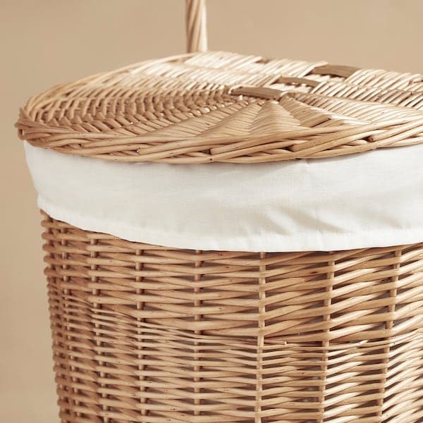 Ikea TOLKNING - Laundry basket with wheels, handmade Willow, 31 l