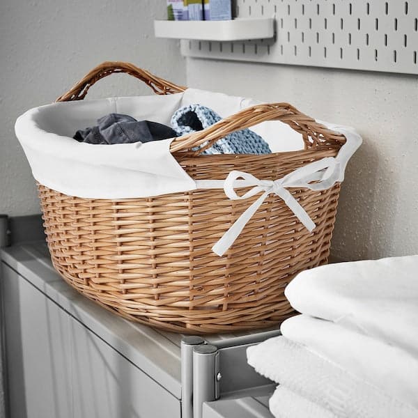TOLKNING - Laundry basket, handmade willow, 40 l