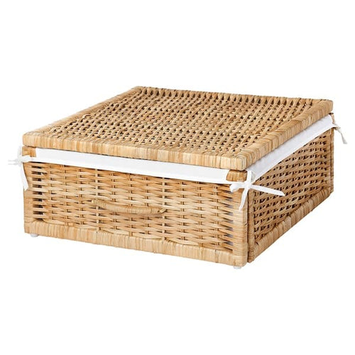 TOLKNING - Basket, handmade rattan, 50x43x19 cm