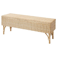 TOLKNING bench with storage, handmade rattan, 120 cm