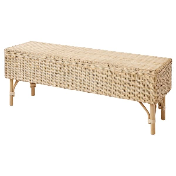 TOLKNING - Bench with storage, handmade rattan, 120 cm