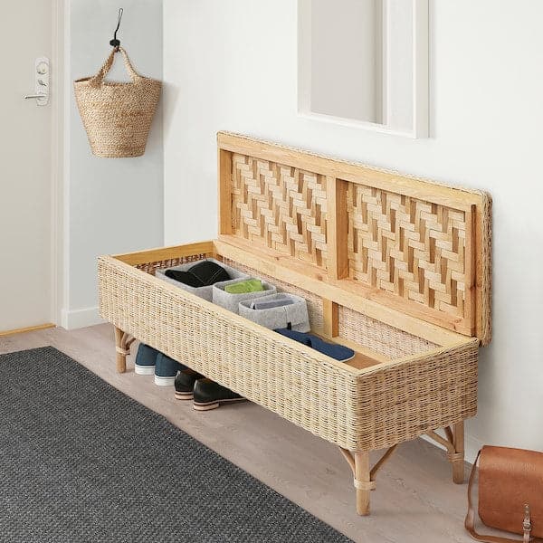 TOLKNING - Bench with storage, handmade rattan, 120 cm - best price from Maltashopper.com 80512657