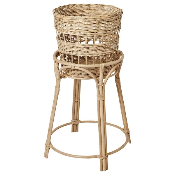 TOLKNING - Plant stand, handmade rattan, 66 cm