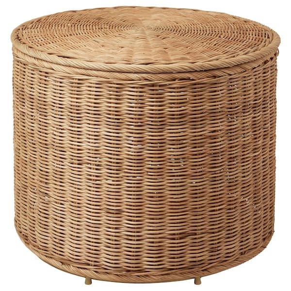 Ikea TOLKNING - Pouffe with storage, handmade rattan