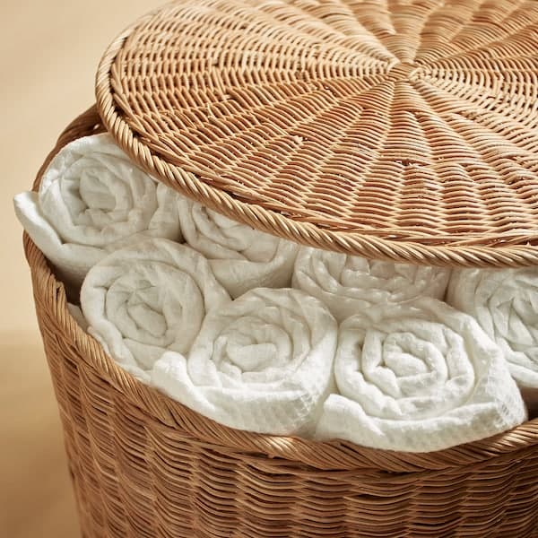 Ikea TOLKNING - Pouffe with storage, handmade rattan