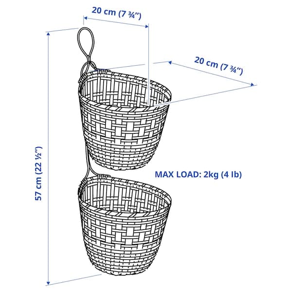 Ikea TOLKNING - Basket hanging, set of 2, handmade bamboo
