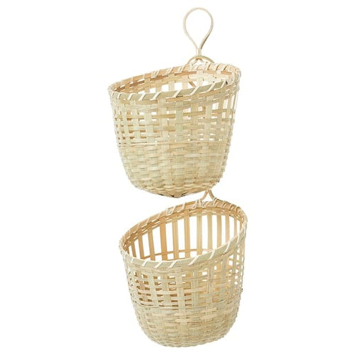 TOLKNING basket hanging, set of 2, handmade bamboo, 20x57x20 cm