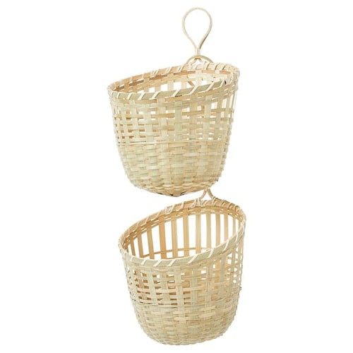 TOLKNING - Basket hanging, set of 2, handmade bamboo