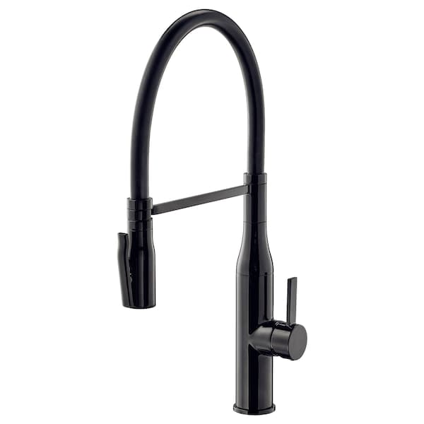 TOLLSJÖN Sink mixer with shower - polished metal black ,