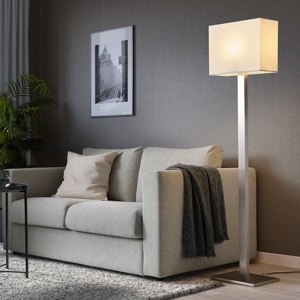 Ikea TOMELILLA Floor lamp - nickel-plated/white 150 cm , 150 cm