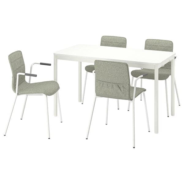 TOMMARYD / LÄKTARE - Meeting table and chairs, white/light green, , 130x70 cm - best price from Maltashopper.com 19528544