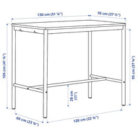 TOMMARYD - Table, white, 130x70x105 cm - best price from Maltashopper.com 39387492