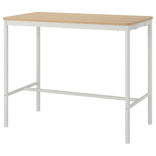 TOMMARYD - Table, white stained oak veneer/white, 130x70x105 cm