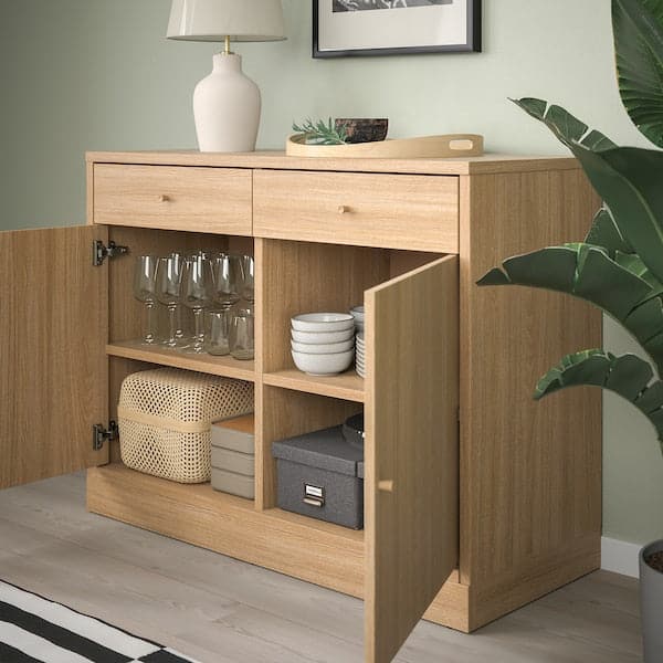 TONSTAD - Sideboard, oak veneer, 121x47x90 cm - best price from Maltashopper.com 20489297