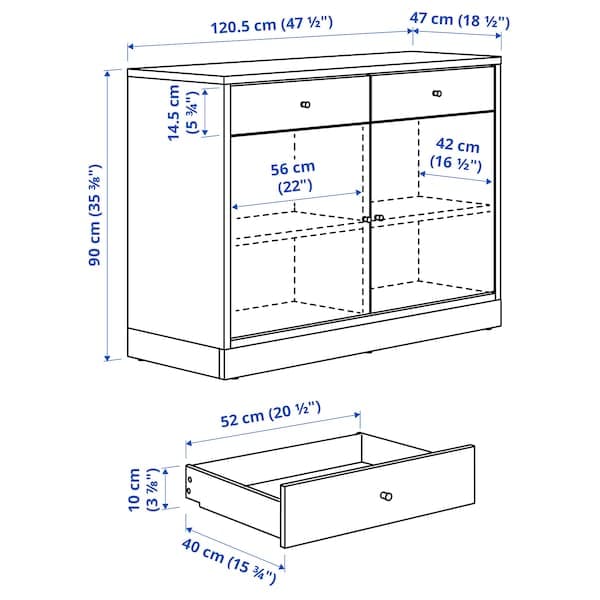 Ikea TONSTAD - Sideboard, oak veneer, 121x47x90 cm