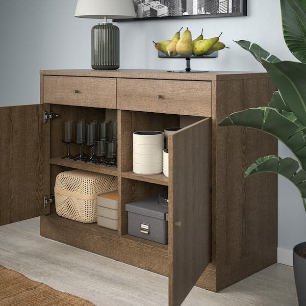 TONSTAD - Sideboard, brown stained oak veneer, 121x47x90 cm - best price from Maltashopper.com 40489296
